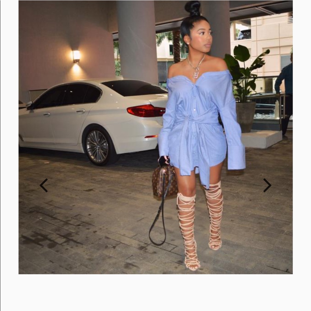 Minaa Monroe Off Shoulder Pinstripe Dress